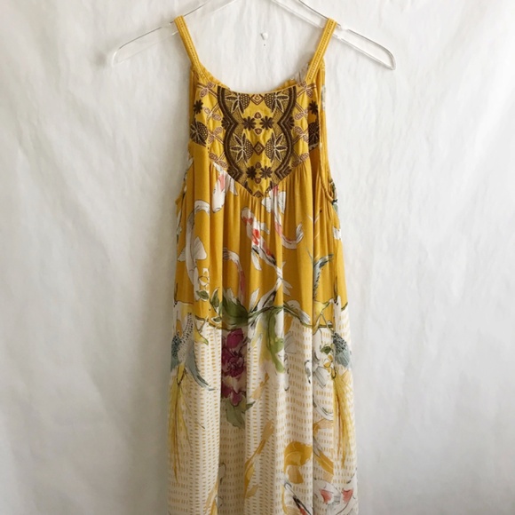 Anthropologie One September Floral Embroidered Paradiso Koi S Halter Maxi Dress - Picture 5 of 11